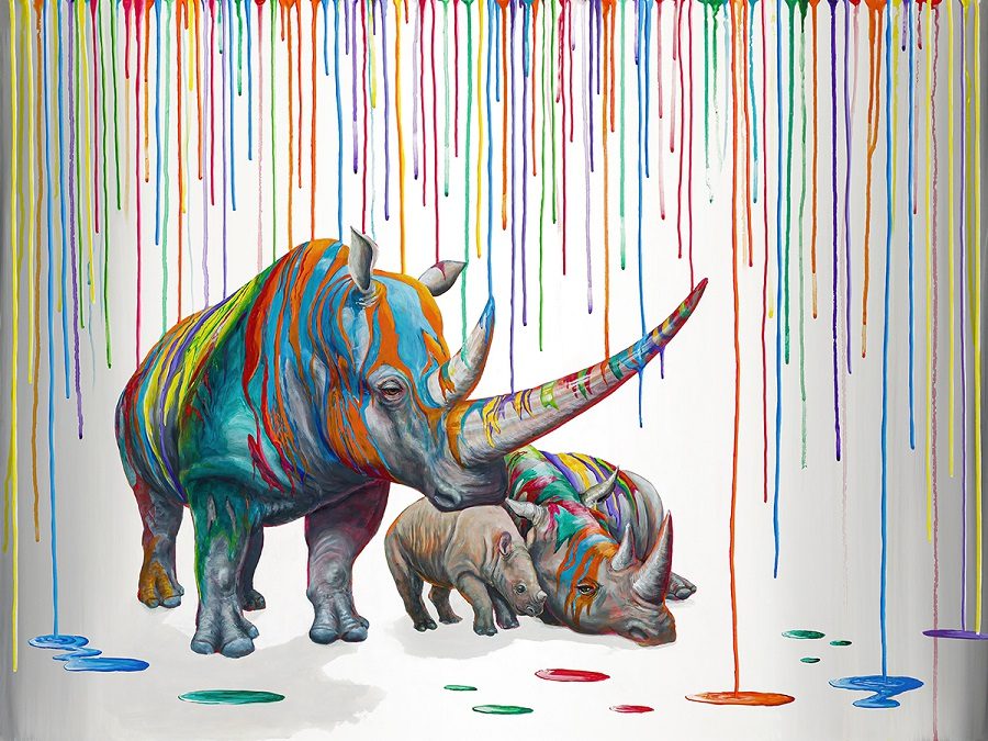 Michael Summers Rainbow Rhino Family (AP)