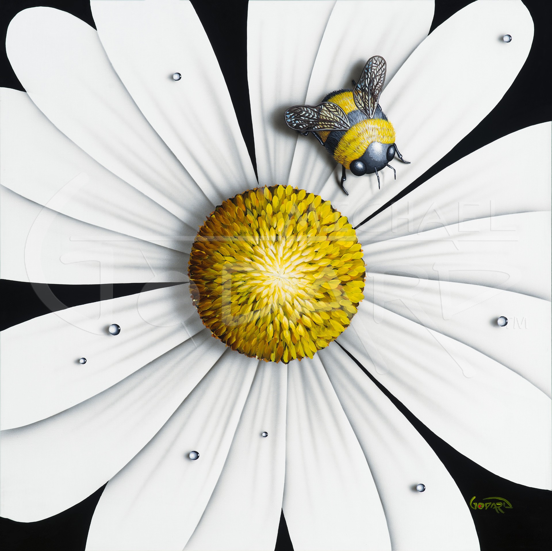 Michael Godard White Flower Bumblebee (AP) (Metal)