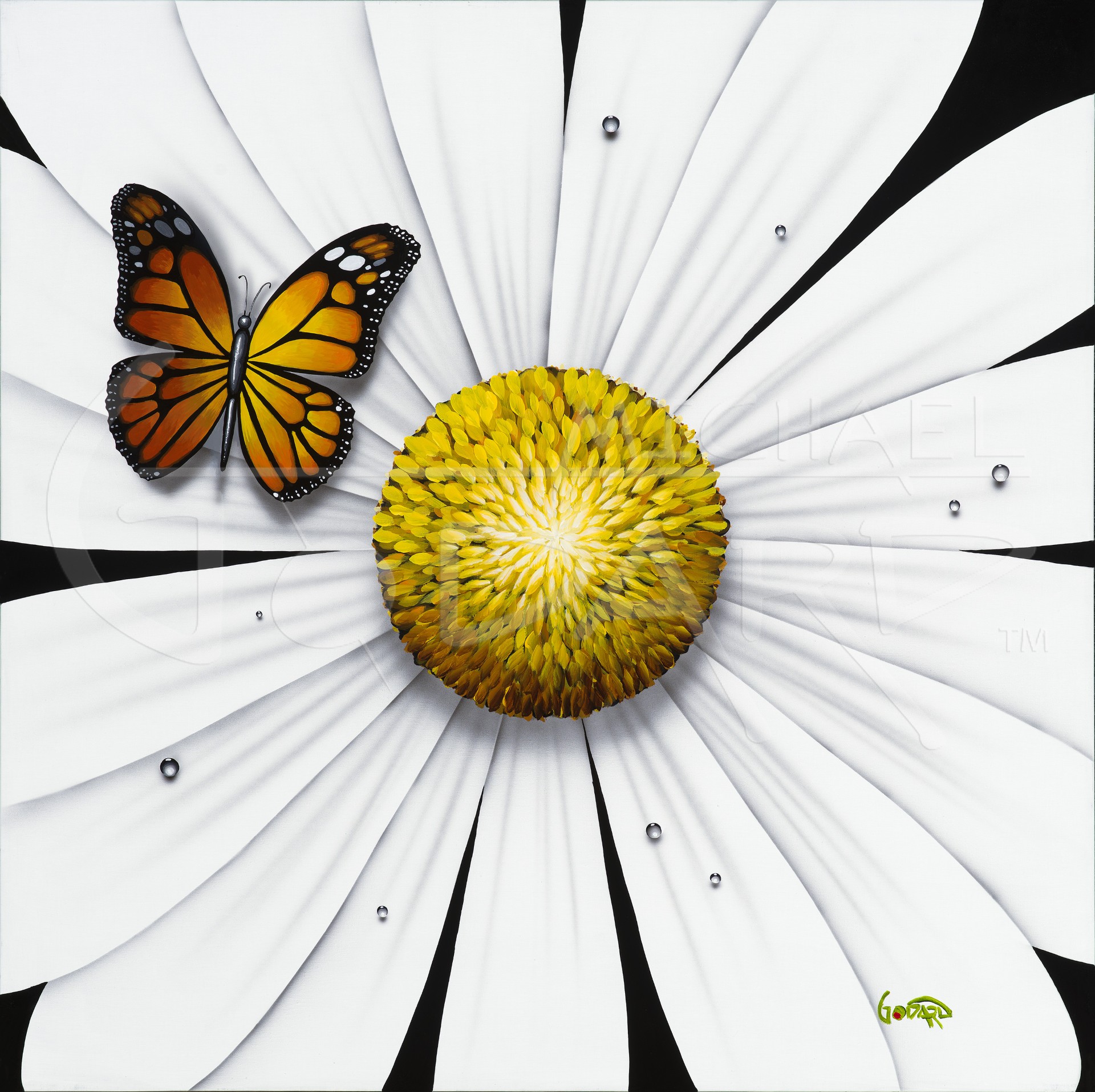 Michael Godard White Flower Butterfly (AP)